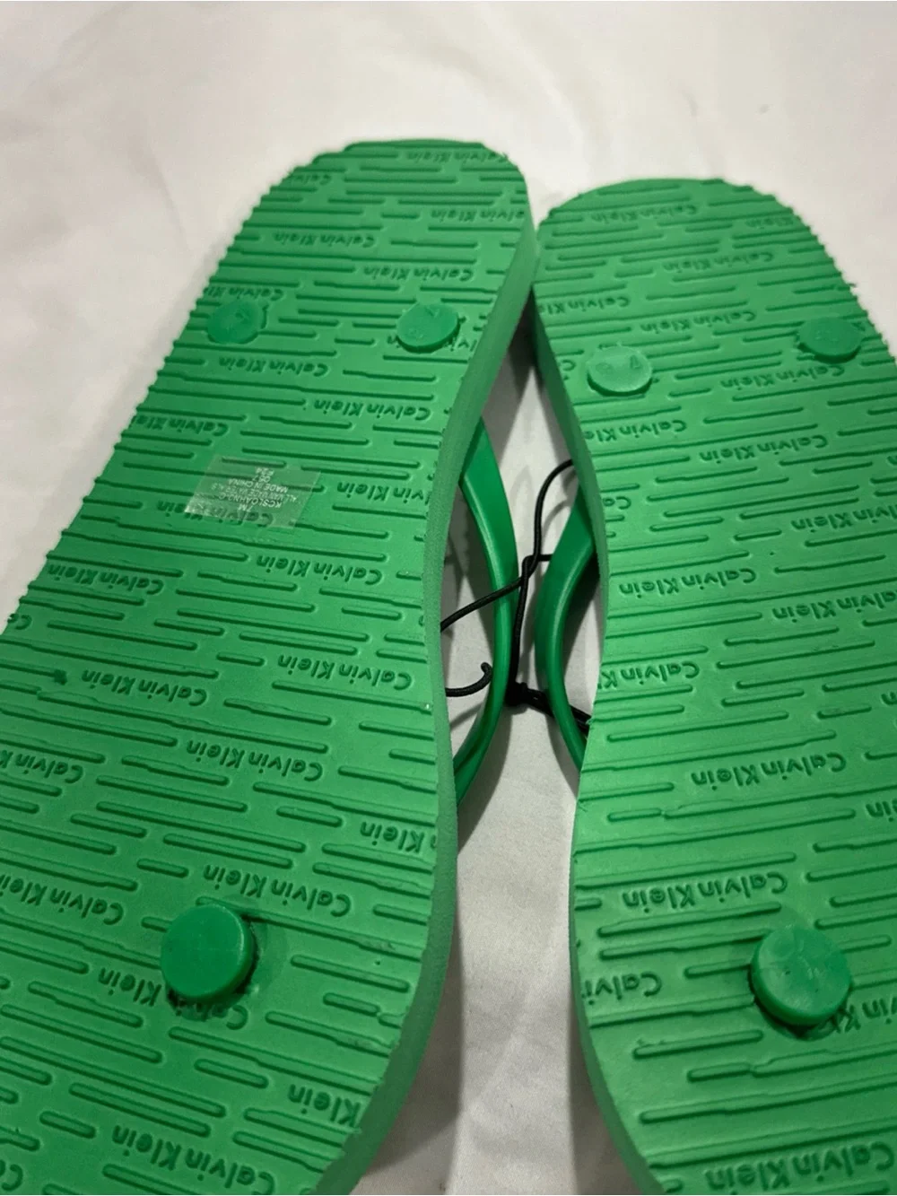 Calvin Klein Green Logo Thong Sandals